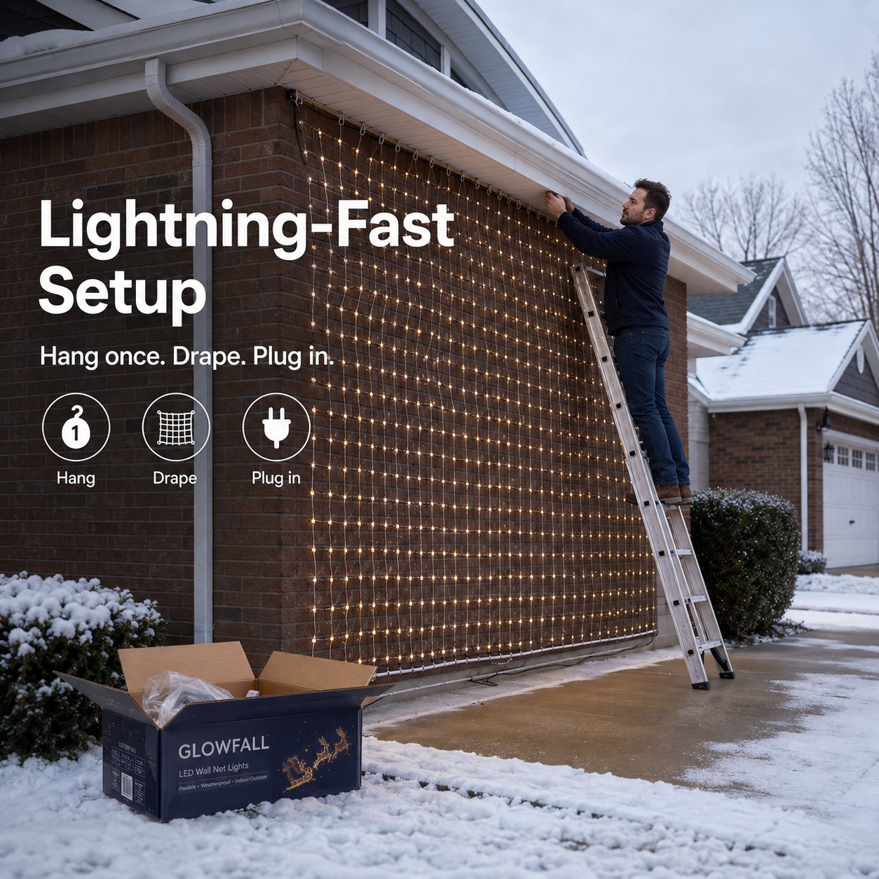 🎇✨Christmas LED House Net & Smart Outdoor Wall Curtain Light