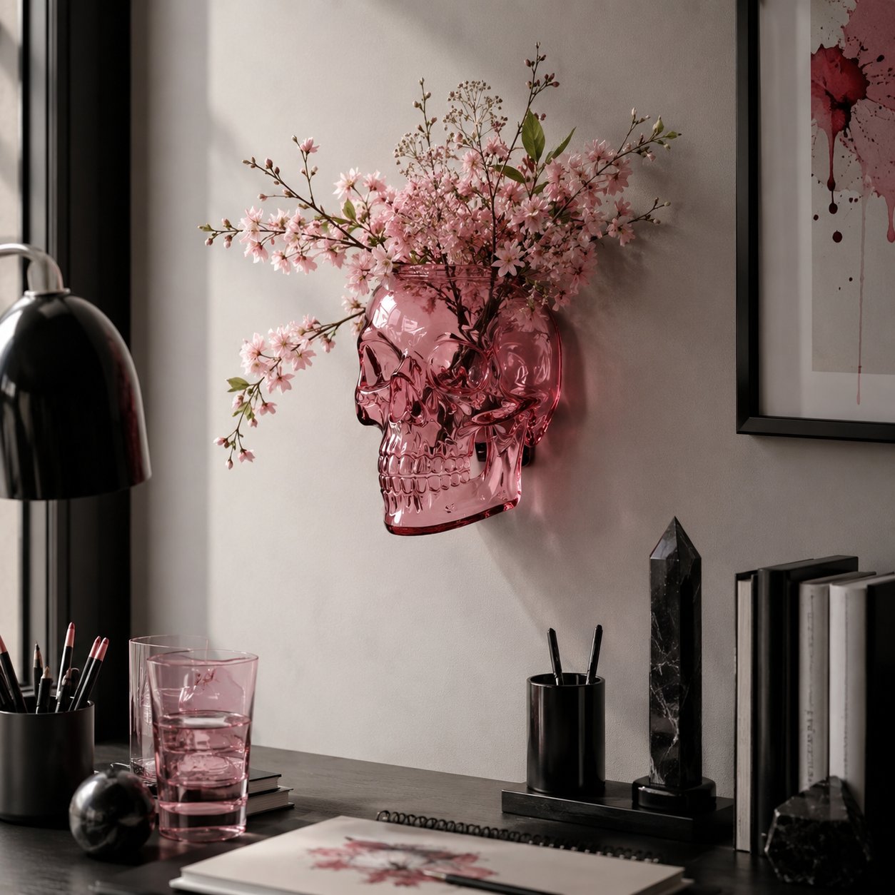 Gothic Skull Wall Vase 💀🌸 – Hangable & Tabletop Freestanding