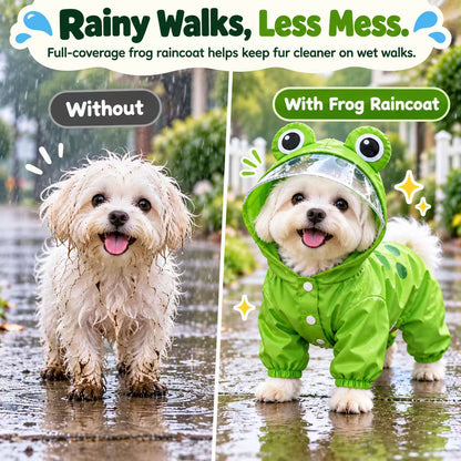 Frog Dog Raincoat – Full-Body Coverage for Happier Rainy Walks 🐸