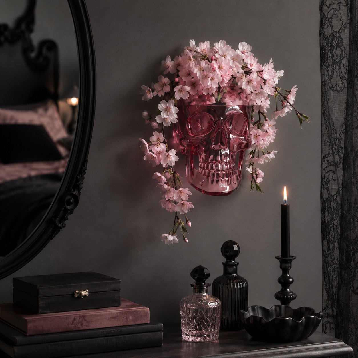 Gothic Skull Wall Vase 💀🌸 – Hangable & Tabletop Freestanding