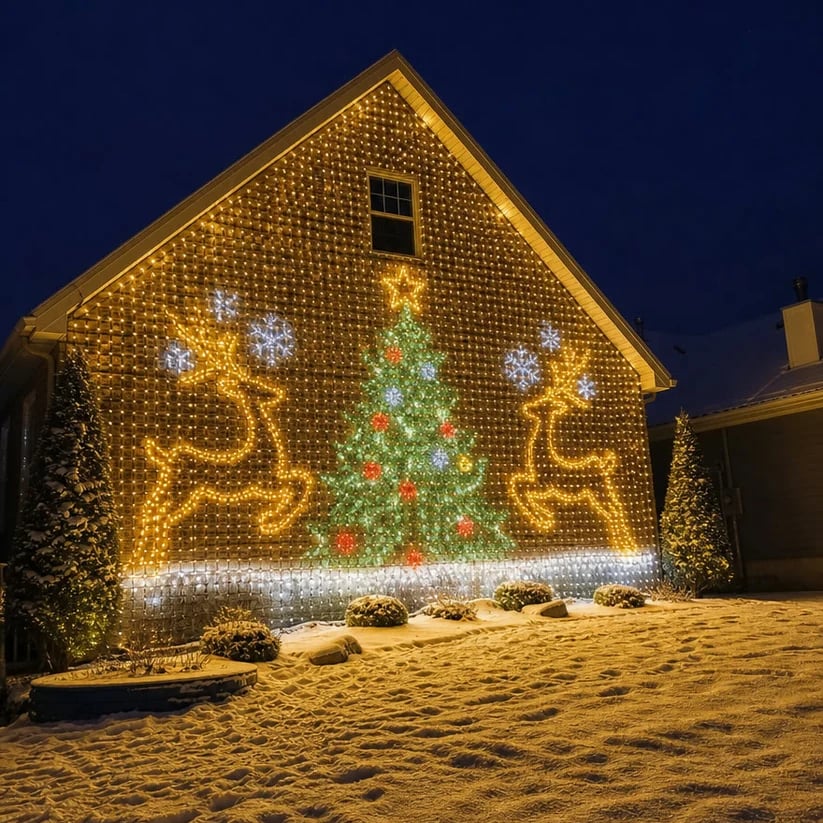 🎇✨Christmas LED House Net & Smart Outdoor Wall Curtain Light