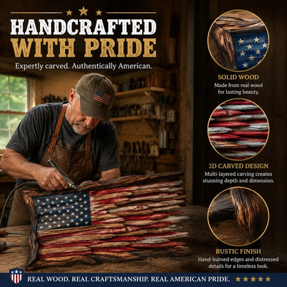 🇺🇸 Handcrafted Wooden American Flag Wall Decor