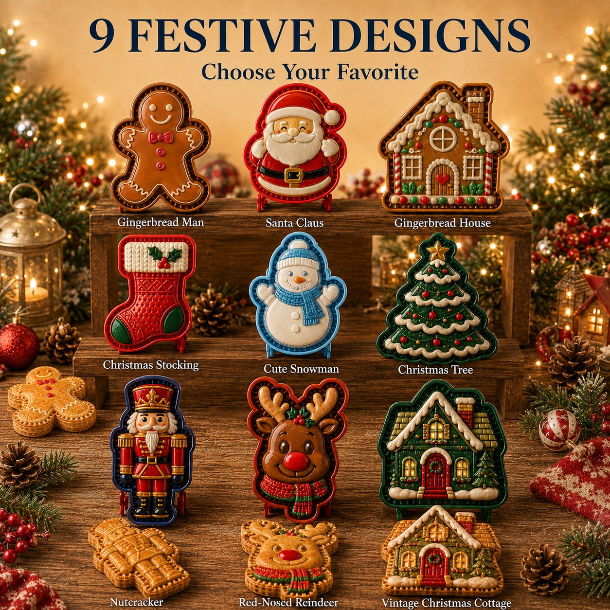 ⏳ Last Day 50% OFF – 🎄 9-Design Christmas Mini Pie Mold Collection 🥧✨