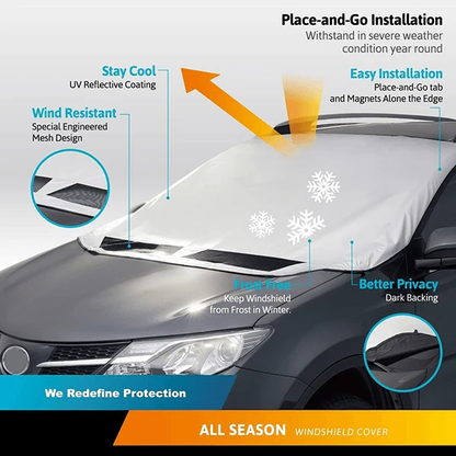 Windshield Anti-Snow & Anti-Frost Cover with Mirror Protection – Ready-to-Drive in Any Weather!