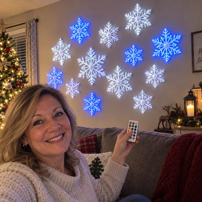 Last Day 49% OFF – ❄️ LED Snowflake Wall Lights | 3D Christmas Snowflake Décor with Blue & White Glow, Remote Control & Magical Indoor Holiday Atmosphere ✨