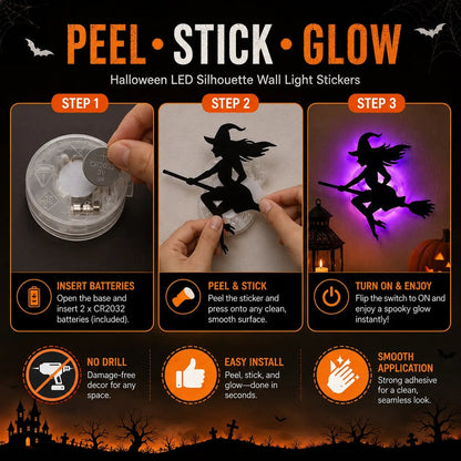 🎃Early Halloween Sale 49% OFF👻Halloween LED Silhouette Wall Light Stickers