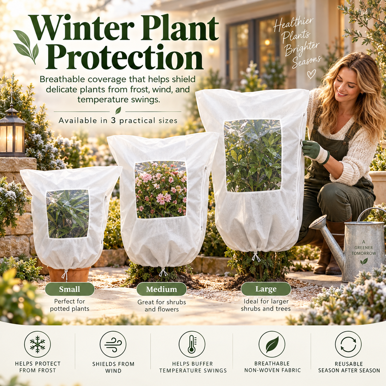 Plant Frost Cover Nonwoven Reusable Warm Shrubs Blanket