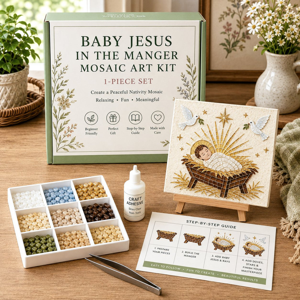 💥 LAST DAY 49% OFF - Nativity Sea Glass Art Kit – Beginner-Friendly ✨