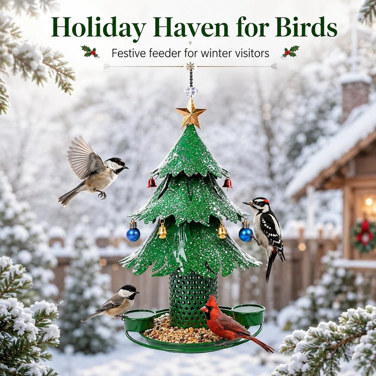 🌟HOT SALE🌟Christmas Tree Bird Feeder🎄Festive Backyard Holiday Decor