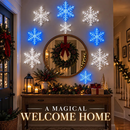 Last Day 49% OFF – ❄️ LED Snowflake Wall Lights | 3D Christmas Snowflake Décor with Blue & White Glow, Remote Control & Magical Indoor Holiday Atmosphere ✨
