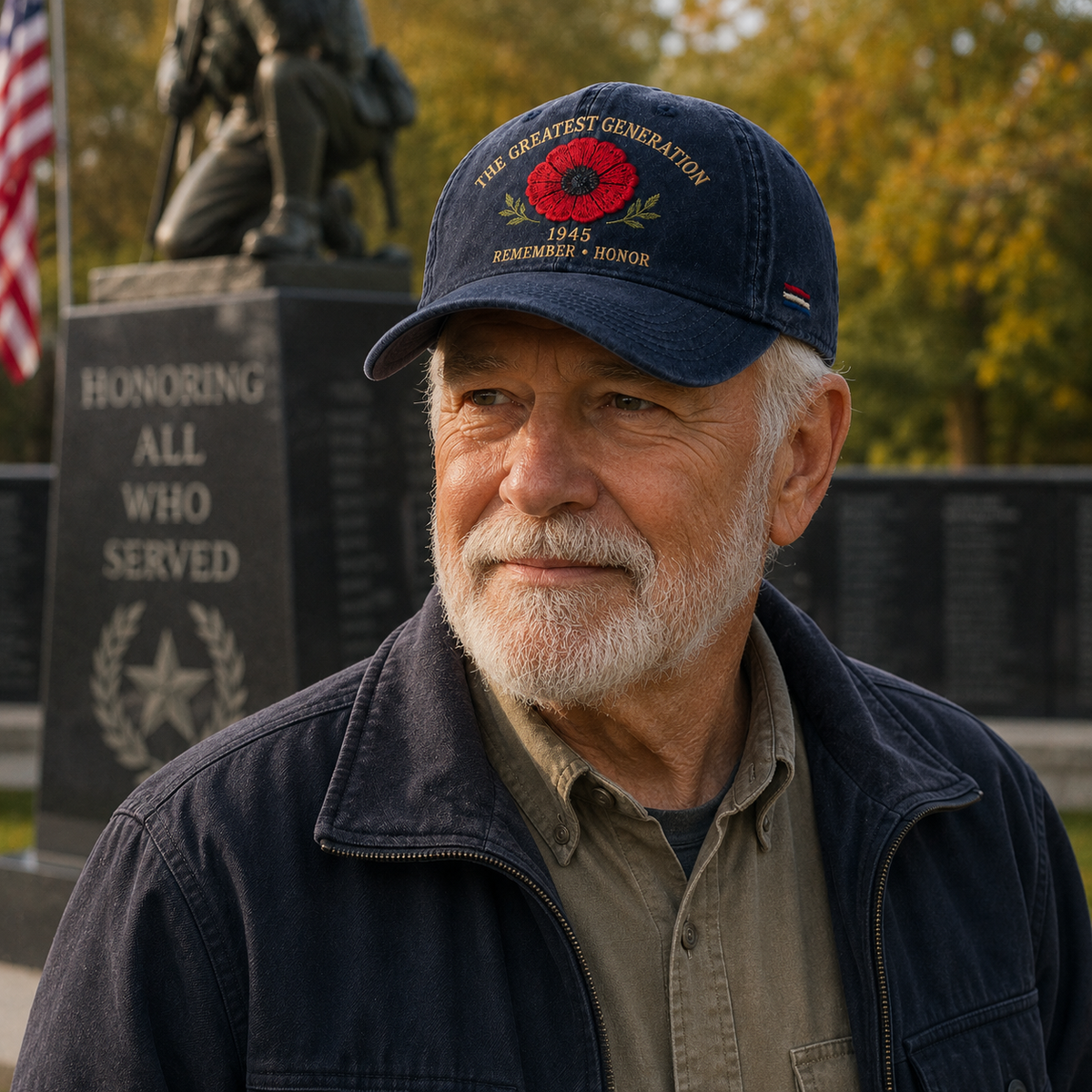 The Greatest Generation 1945 Memorial Poppy Cap – Remember & Honor