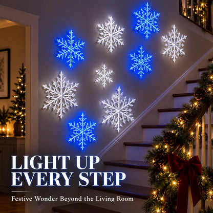 Last Day 49% OFF – ❄️ LED Snowflake Wall Lights | 3D Christmas Snowflake Décor with Blue & White Glow, Remote Control & Magical Indoor Holiday Atmosphere ✨