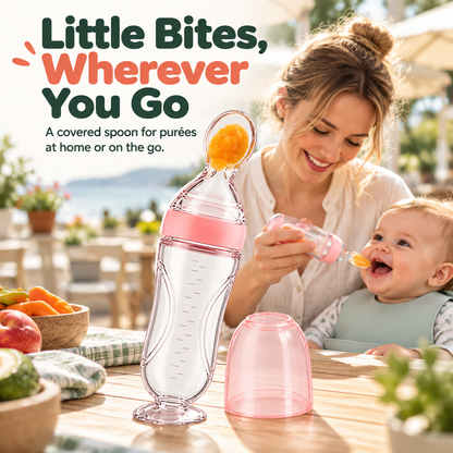 🥰TinyBits Baby Food Squeeze Spoon – 120 mL Purée Feeder with Protective Cap