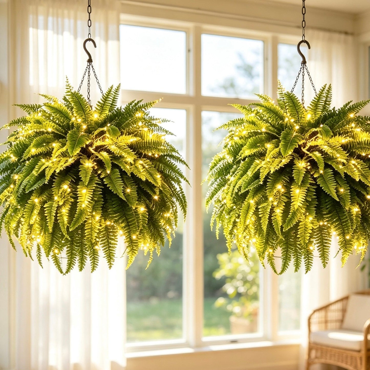 Glowing Boston Ferns with Lights – 🌿 Zero Watering, Zero Maintenance