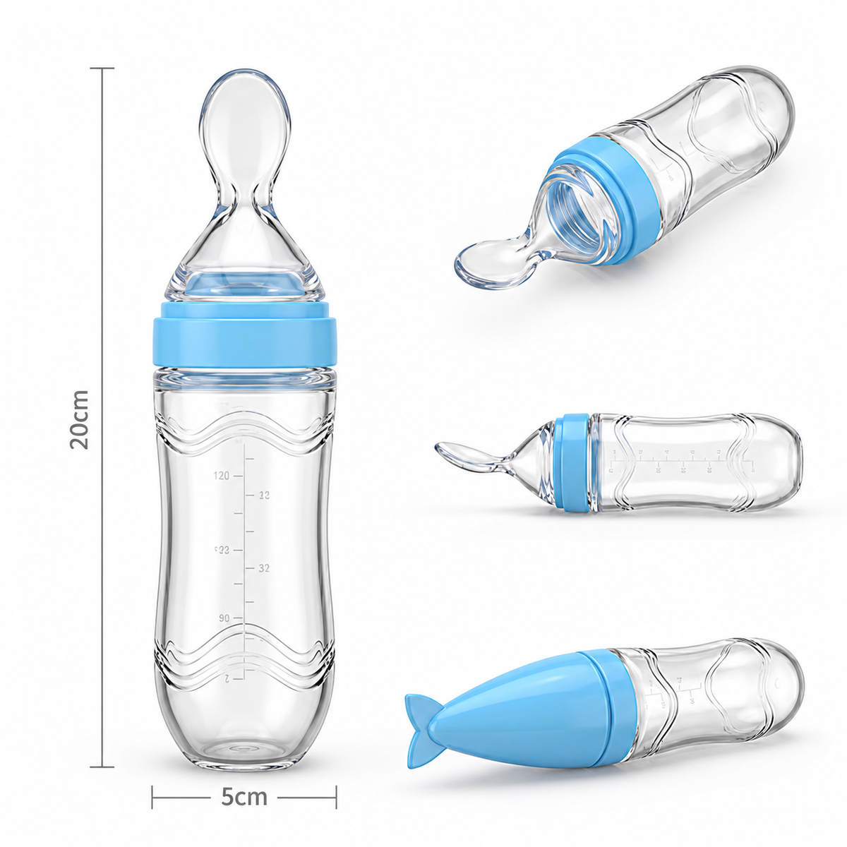 🥰TinyBits Baby Food Squeeze Spoon – 120 mL Purée Feeder with Protective Cap