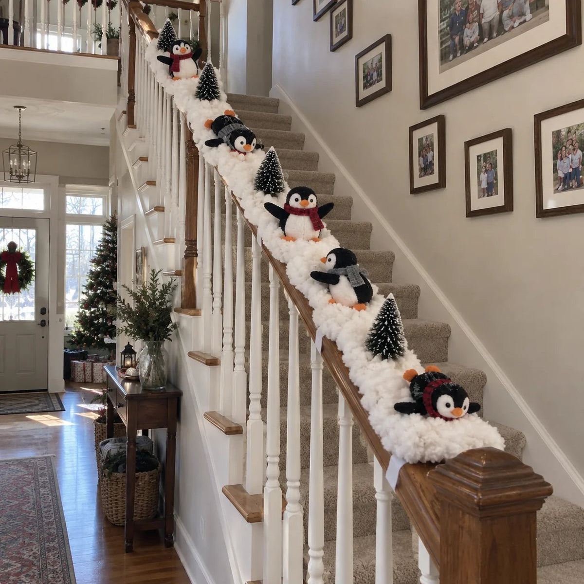 🔥Hot Sale 40% OFF🔥Playful Penguin Snowy Stair Railing Decor