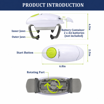 One-Touch Automatic Jar Opener – 🫙Hands-Free Electric Lid Twister for Seniors & Arthritis