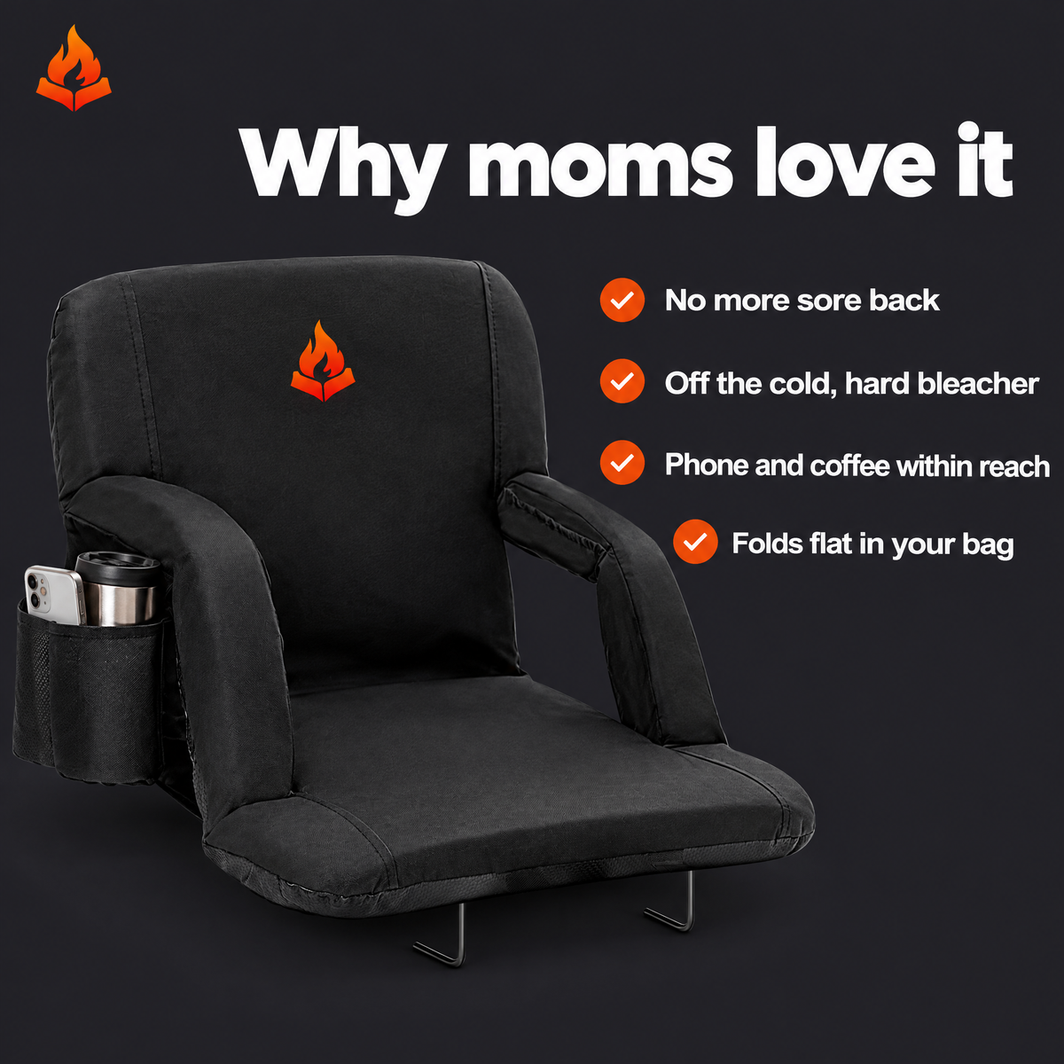 🔥The Ultimate Back-Saving Stadium Seat with Armrests