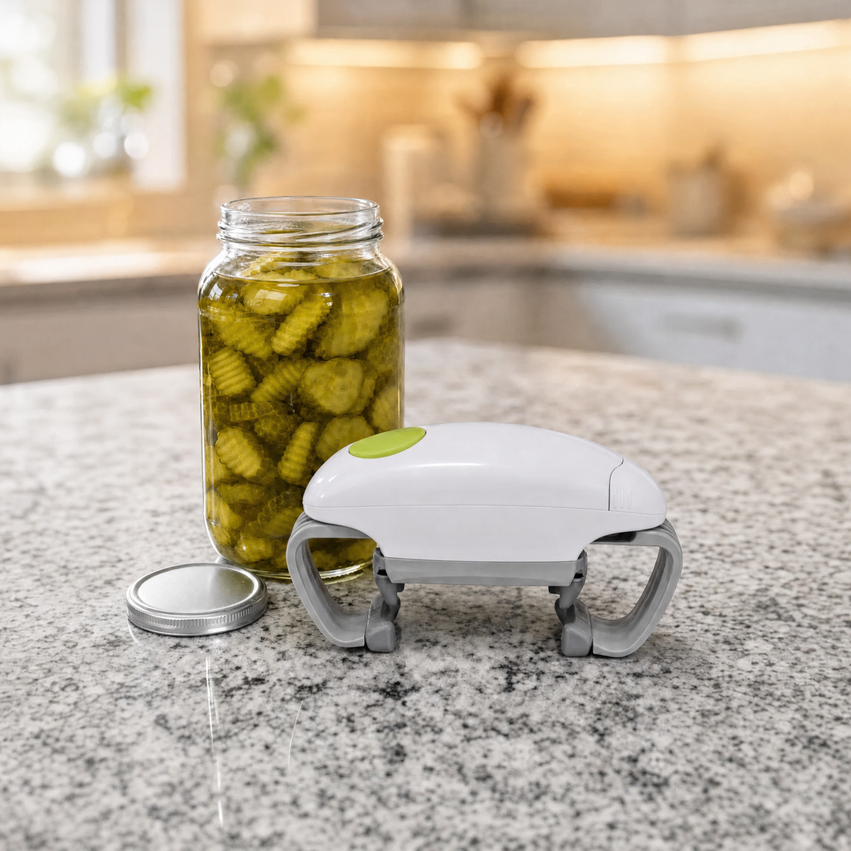 One-Touch Automatic Jar Opener – 🫙Hands-Free Electric Lid Twister for Seniors & Arthritis